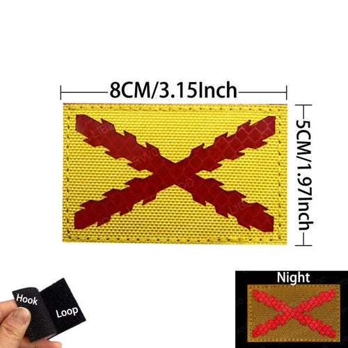 Infrared Reflective Patch Spanish Flag,Burgundy Cross Emblem Applique