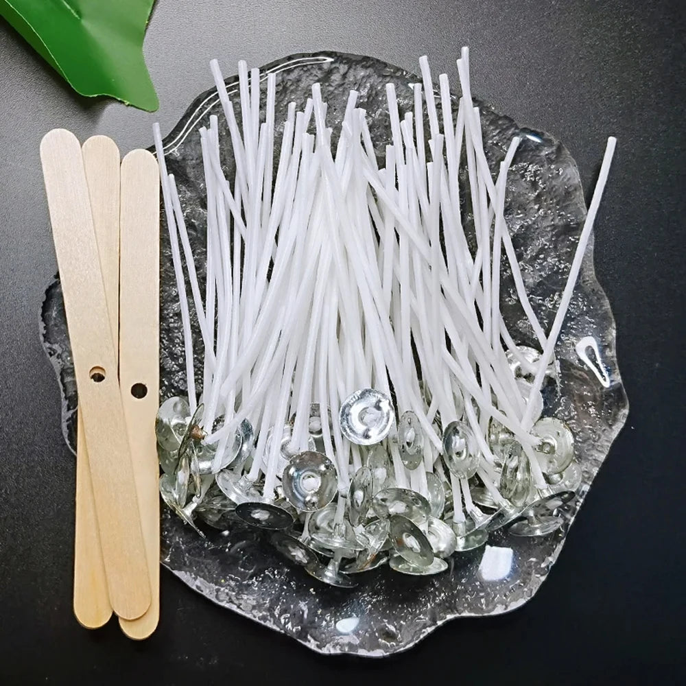 53pcs Candle Wicks Holder Waxed Cotton Candle Wicks Set with Stand