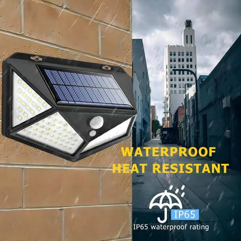LED Solar Wall Lamp with Motion Sensor, 4 Sides, Luminous, Waterproof,