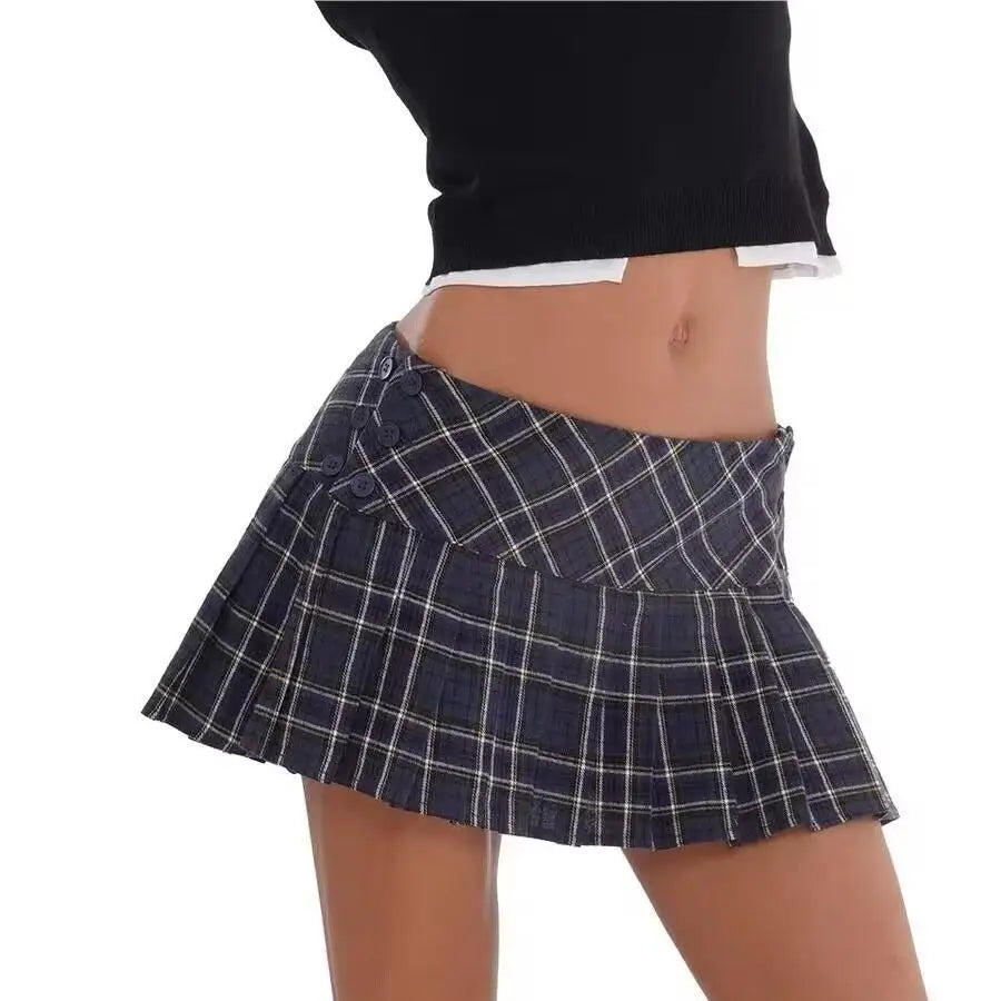 Summer Mini skirts for woman vintage korean fashion plaid skirts for