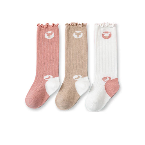3 Pairs Baby Kids Girls Boys Knee High Socks Comfortable Soft Cute