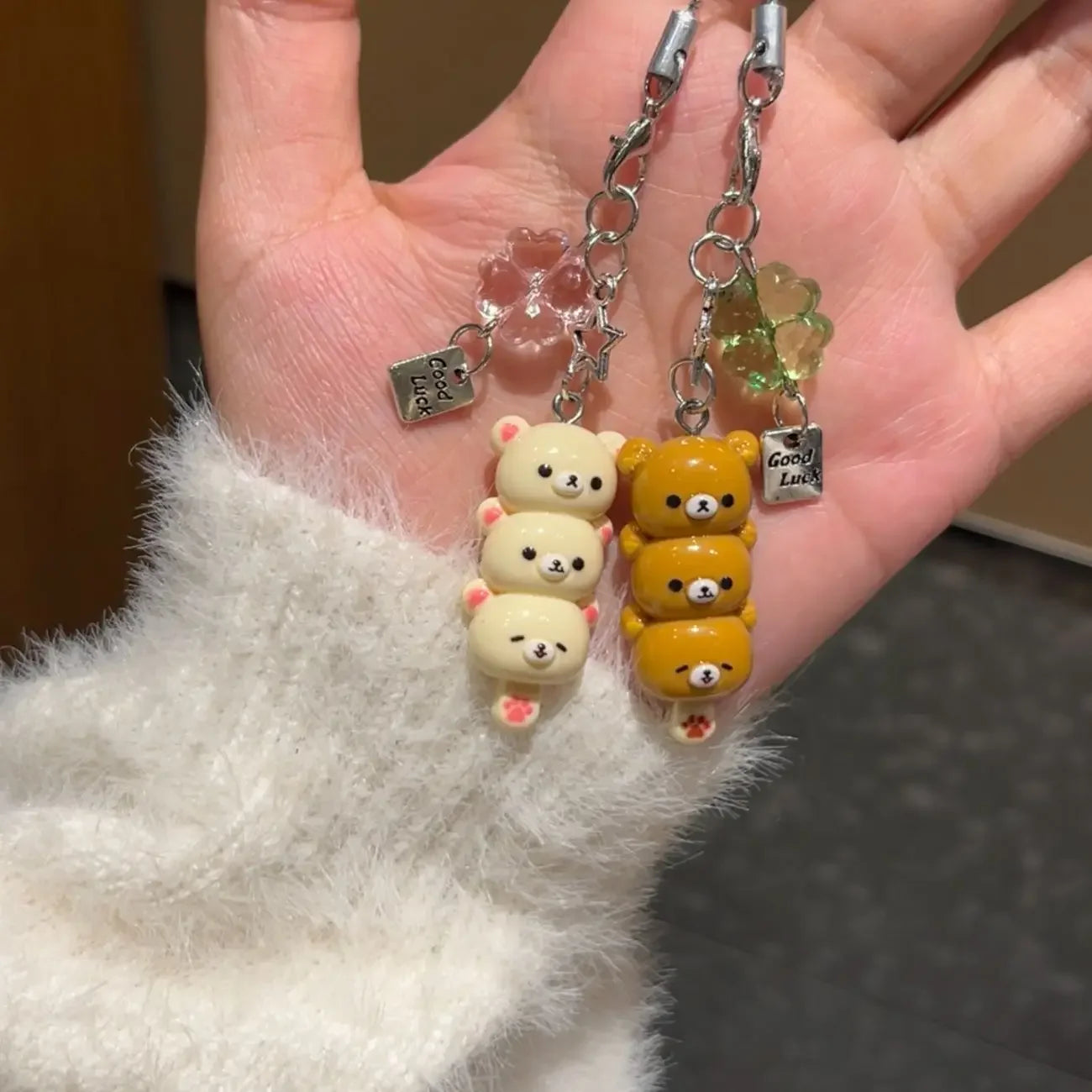Cute Bear Phone Charms Pendant Kawaii Anime Keychain Accessories For