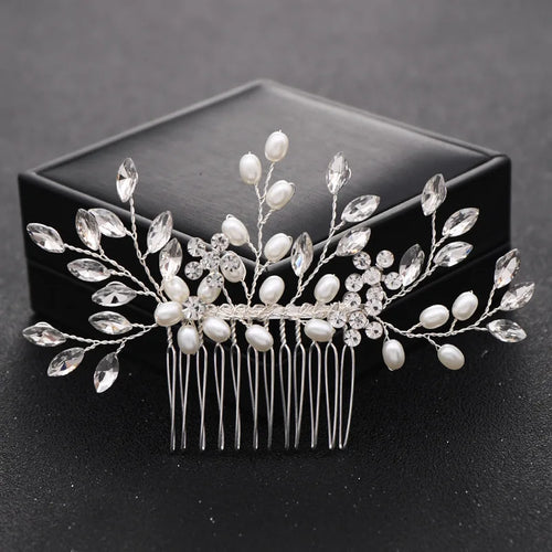 1pc bridal headdress handmade pearl crystal hair comb wedding styling