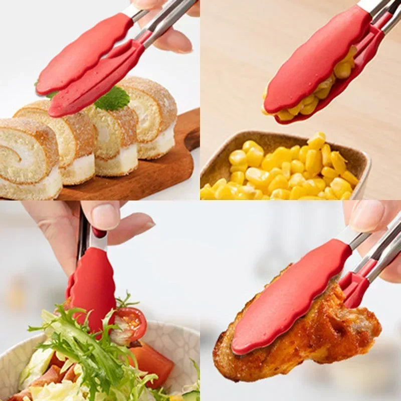 7 Inch Food Tongs Creative Non-slip BBQ Grilling Tongs Salad Bread