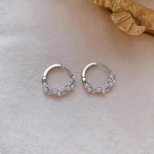 ZAKOL French Imitation Pearl Hoop Earring Small Round Circel Earrings