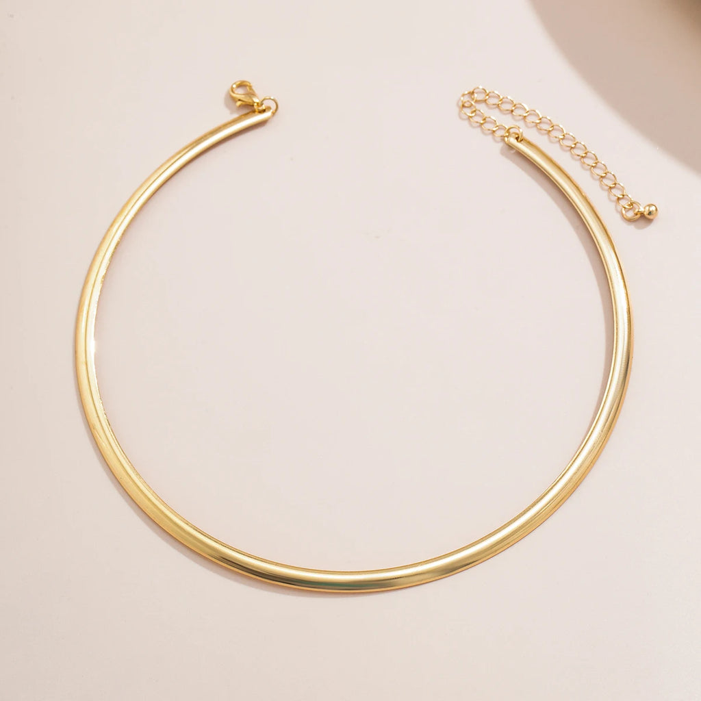 Elegant Simple Chunky Circle Torques Necklace for Women Trendy Choker