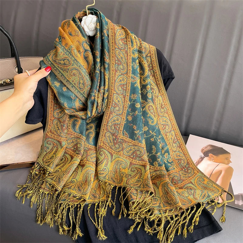 Bohemia Pashmina Hijab Scarf Long Muslim Cashmere Shawl Female Foulard