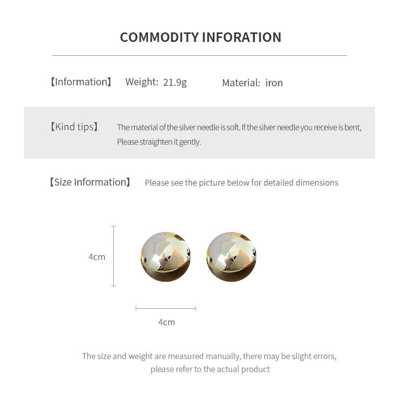 Smooth Semi-round Stud Earrings for Women Europe and America Simple