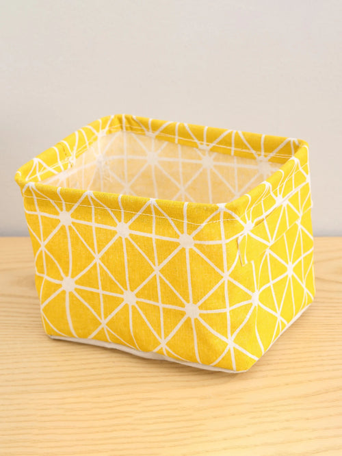 1PC Cotton and Hemp Storage Basket with Handheld Printed Tabletop,