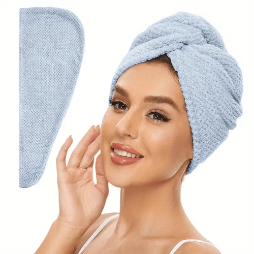 Solid Color Hair Towel Textured Dry Hair Cap 9.8 "X 25.5" Absorbent