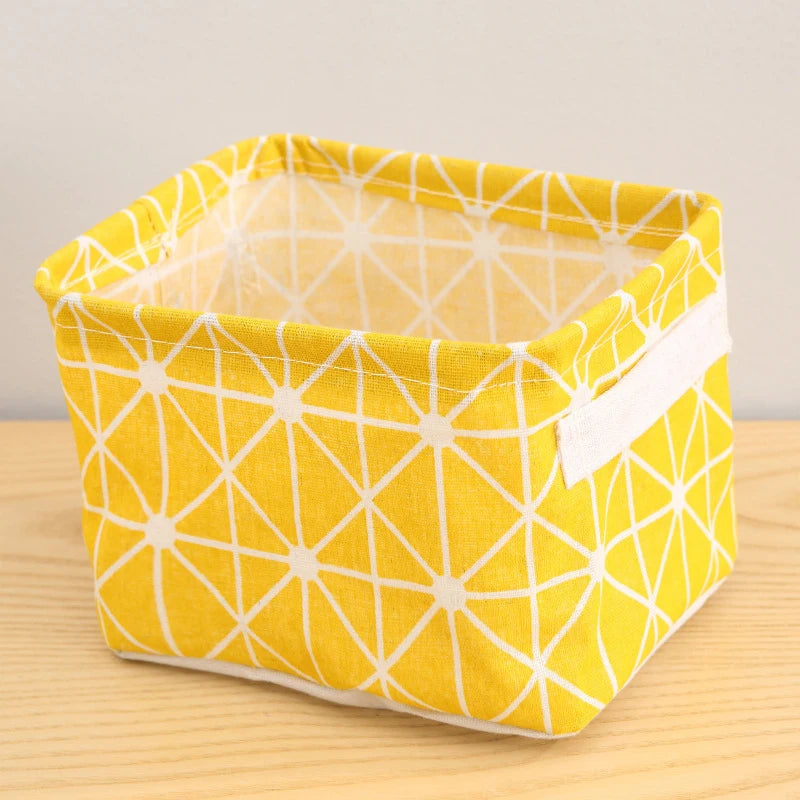 1PC Cotton and Hemp Storage Basket with Handheld Printed Tabletop,