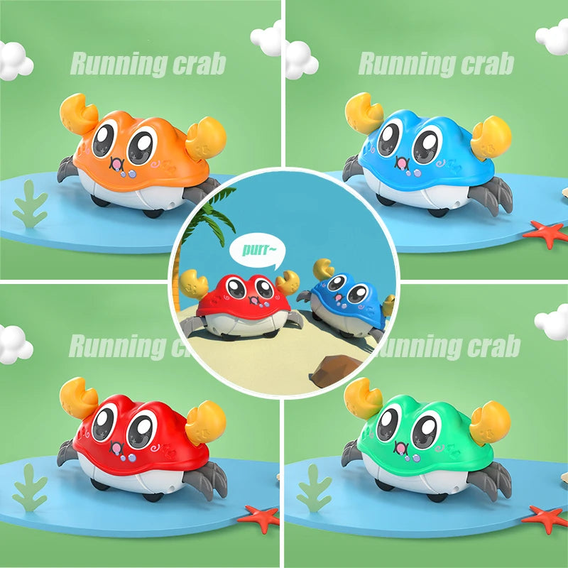 Random 1 pc Running crab Kids fun double pull back run bubble cartoon