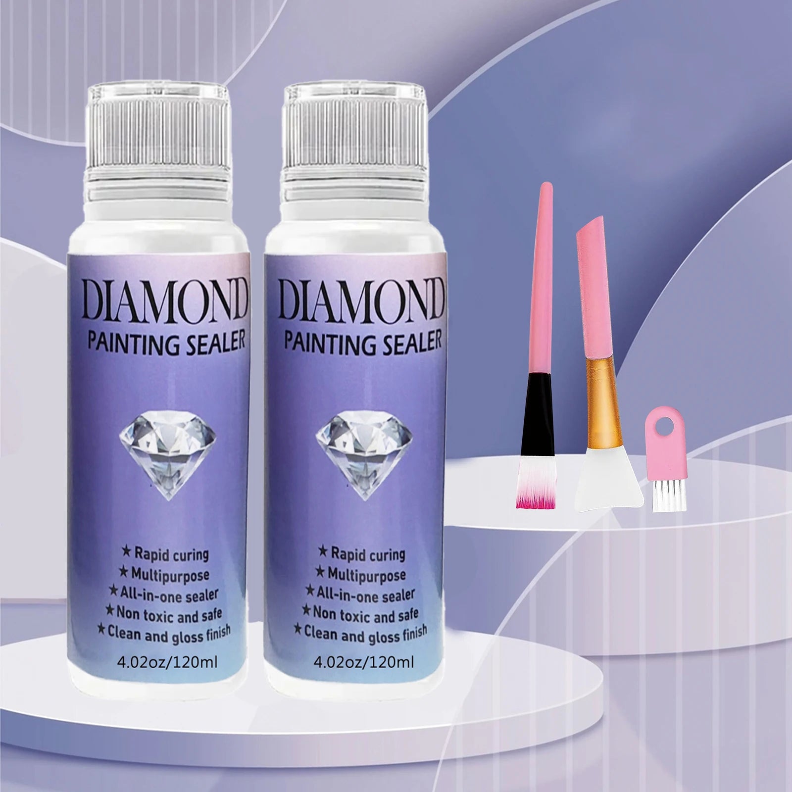 60ML/120ML/200ML Diamond Painting Sealer with 3 Pcs Brushes Diamond