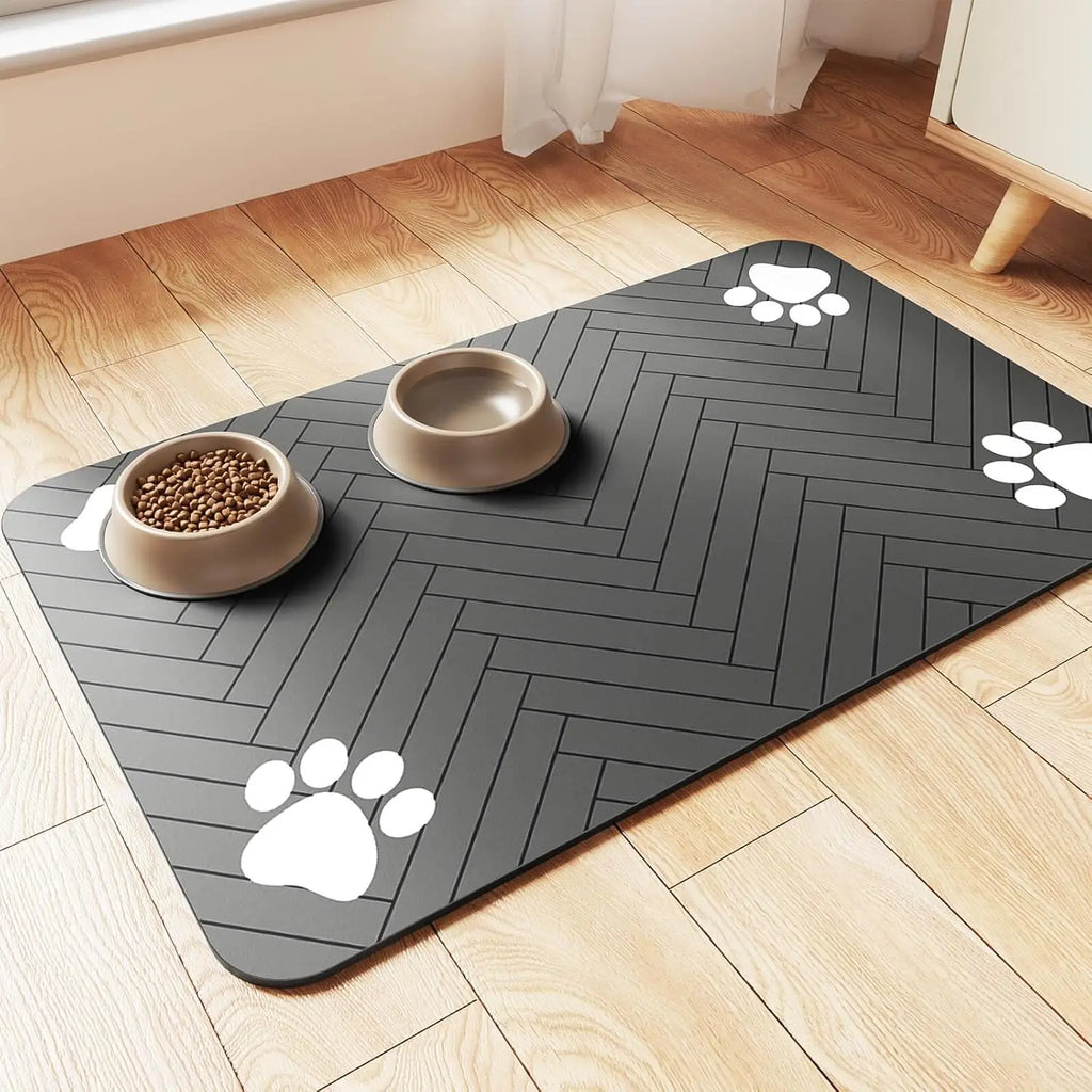 Pet Feeding Mat-Absorbent Pet Placemat for Food and Water Bowl, with