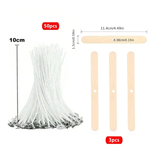 53pcs Candle Wicks Holder Waxed Cotton Candle Wicks Set with Stand