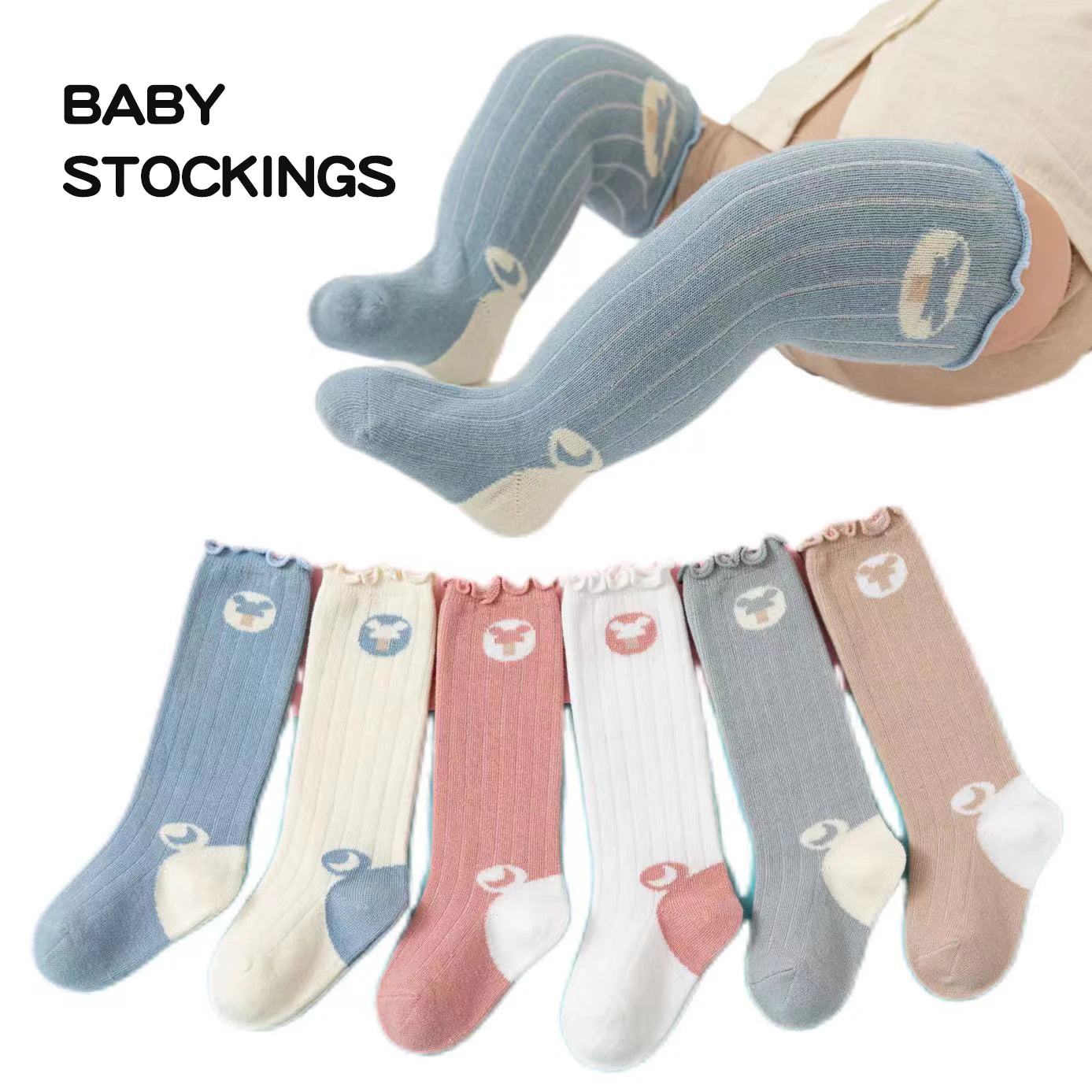 3 Pairs Baby Kids Girls Boys Knee High Socks Comfortable Soft Cute