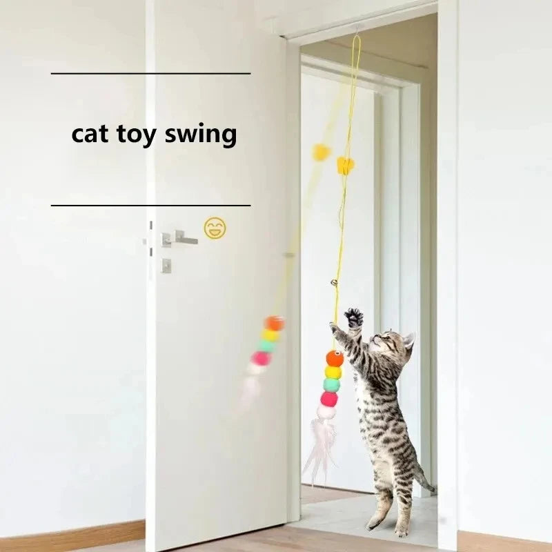 Feather Ball Caterpillar Cat Toy, Pet Self Hi Toy, Hanging Retractable