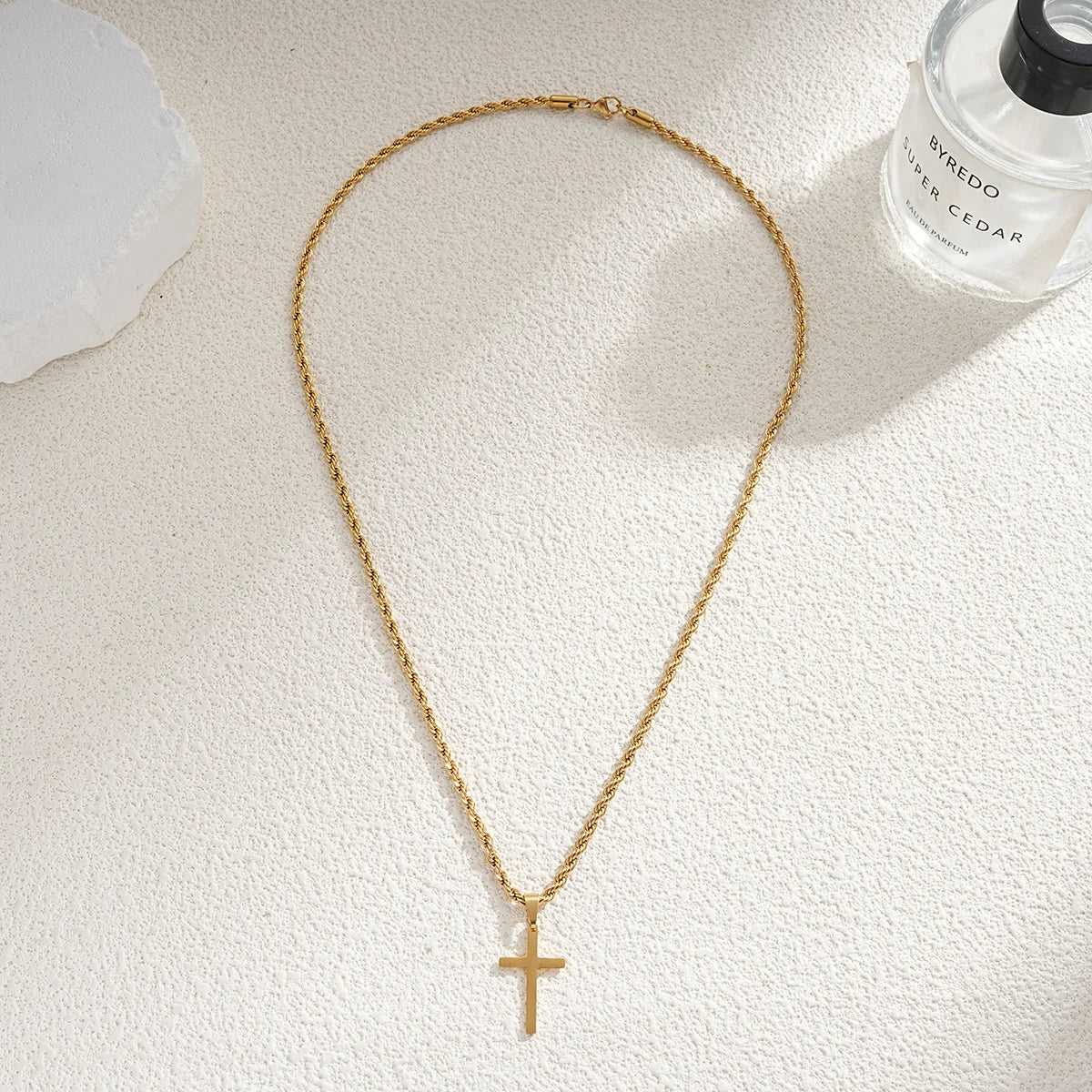 New Stainless Steel Cross Pendant Necklace for Men Women Minimalist