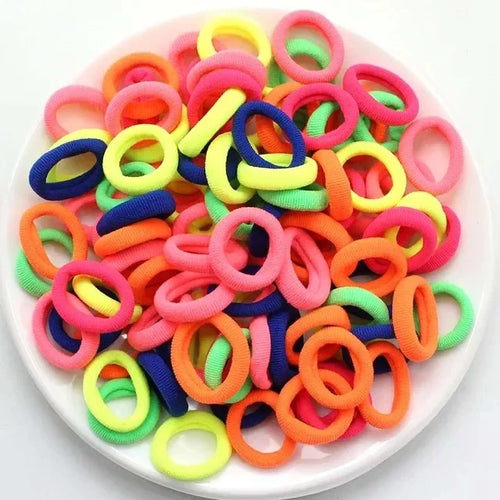 200PCS Women Girls Colorful Nylon Elastic Hair Bands Ponytail Hold