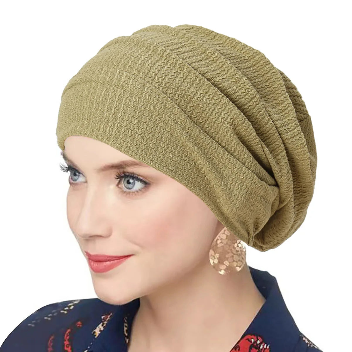 Trendy Crinkle Women's Solid Color Hijab Turban Soft Elastic Indian