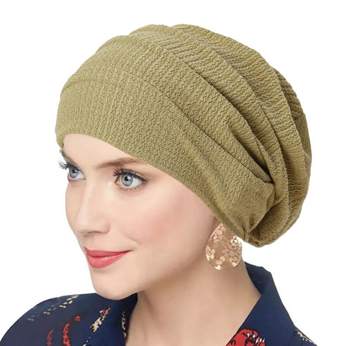 Trendy Crinkle Women's Solid Color Hijab Turban Soft Elastic Indian