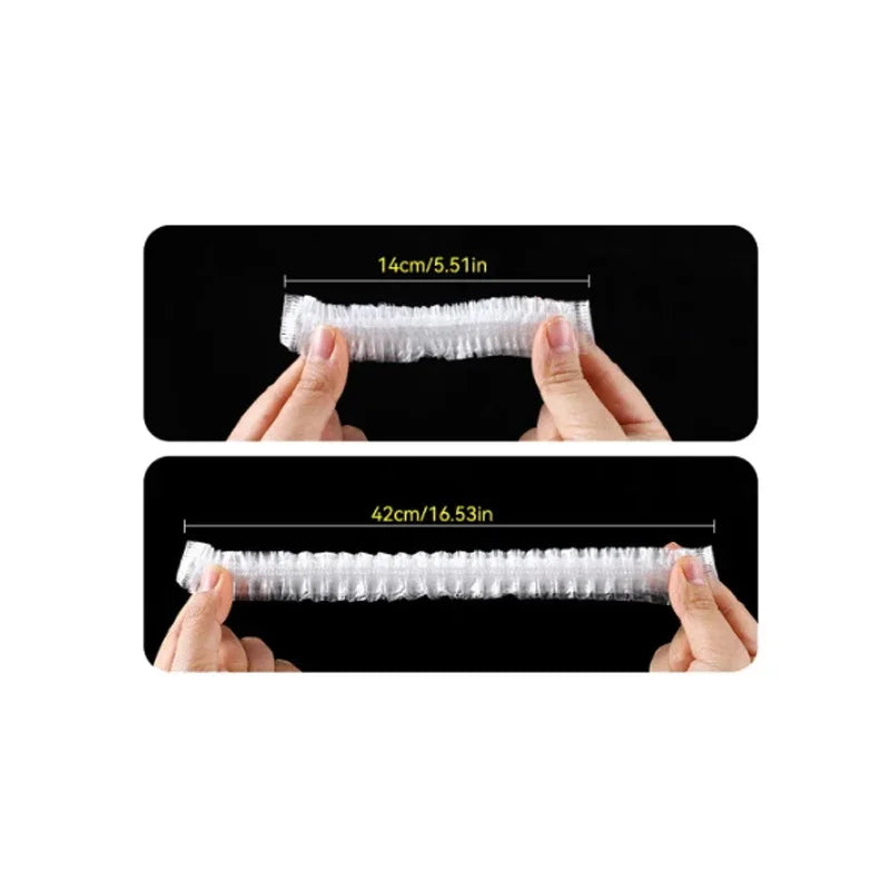 Women's Disposable Shower Cap, Plastic Waterproof Head Cover, Pink Spa