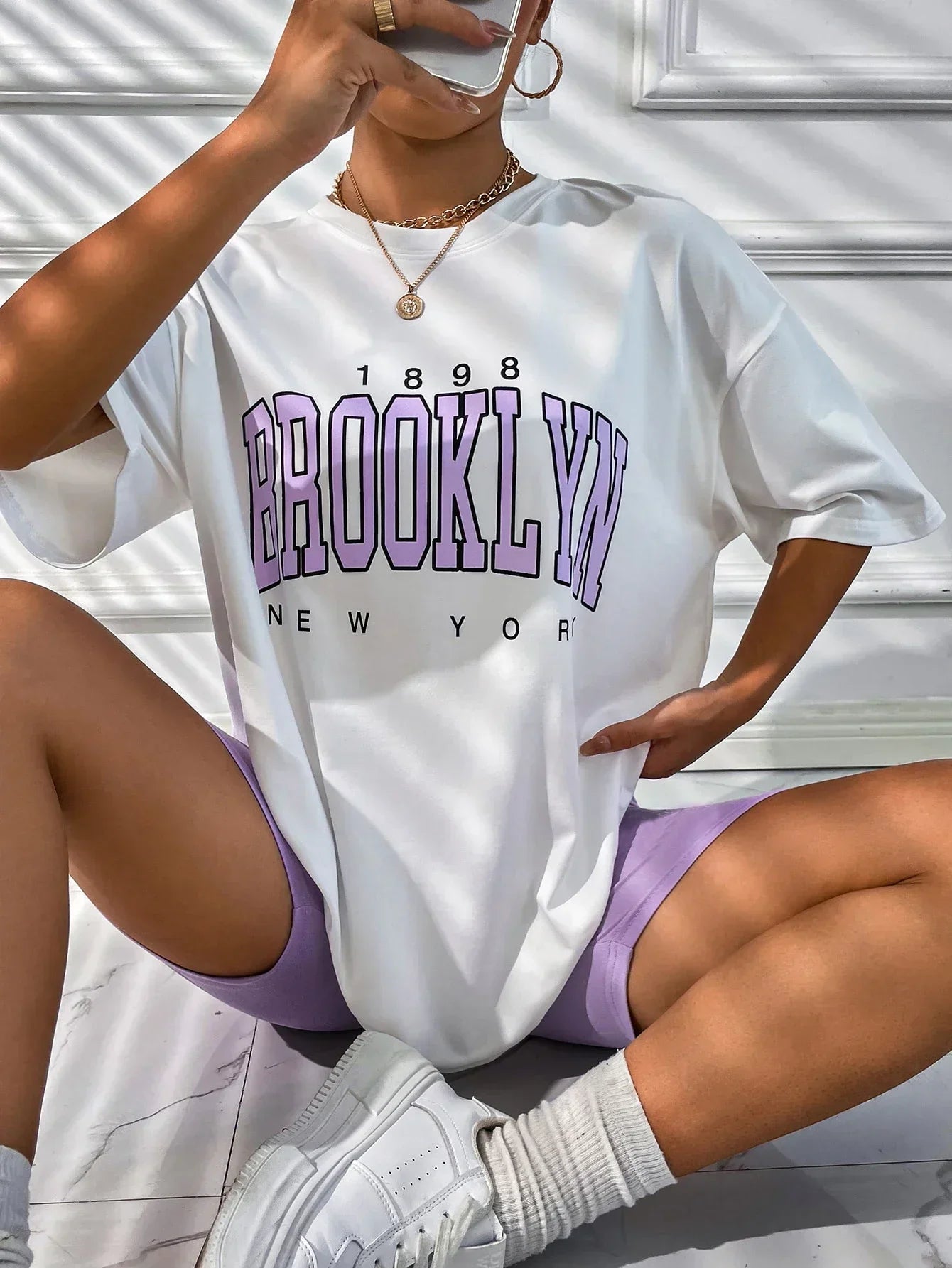 Vintage 1898 Brooklyn New York Womens T-Shirts Oversize American Short