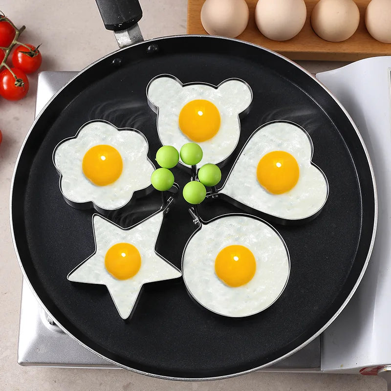 1/5PCS  Heart Fried Egg Mold Stainless Steel Egg Mould Maker Breakfast