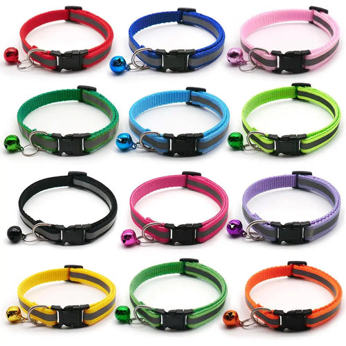2Pcs/Pack 12 Colors Reflective Adjustable Cats And Small Dogs Collars