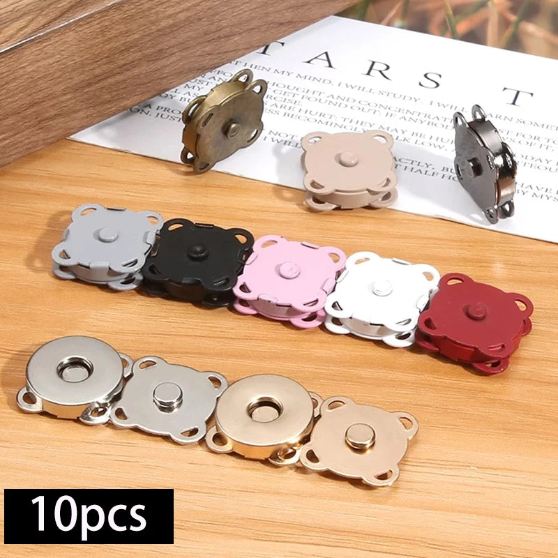10 Sets Magnetic Snap Button Metal Plum Blossom Sew on Button Clasps