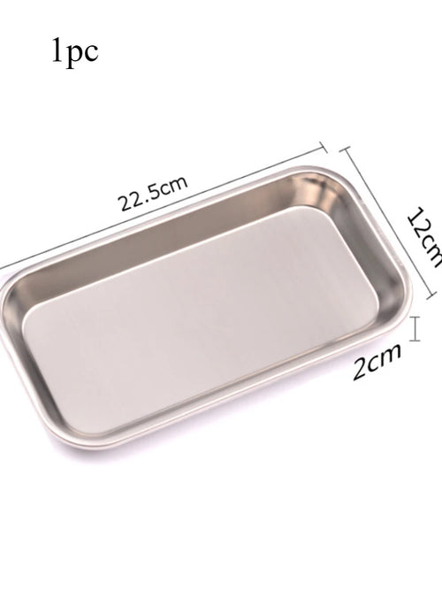 1/2pcs Kitchen Tray Stainless Steel Square Storage Tray Dental Medical