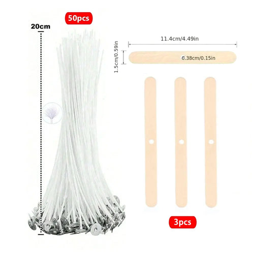 53pcs Candle Wicks Holder Waxed Cotton Candle Wicks Set with Stand