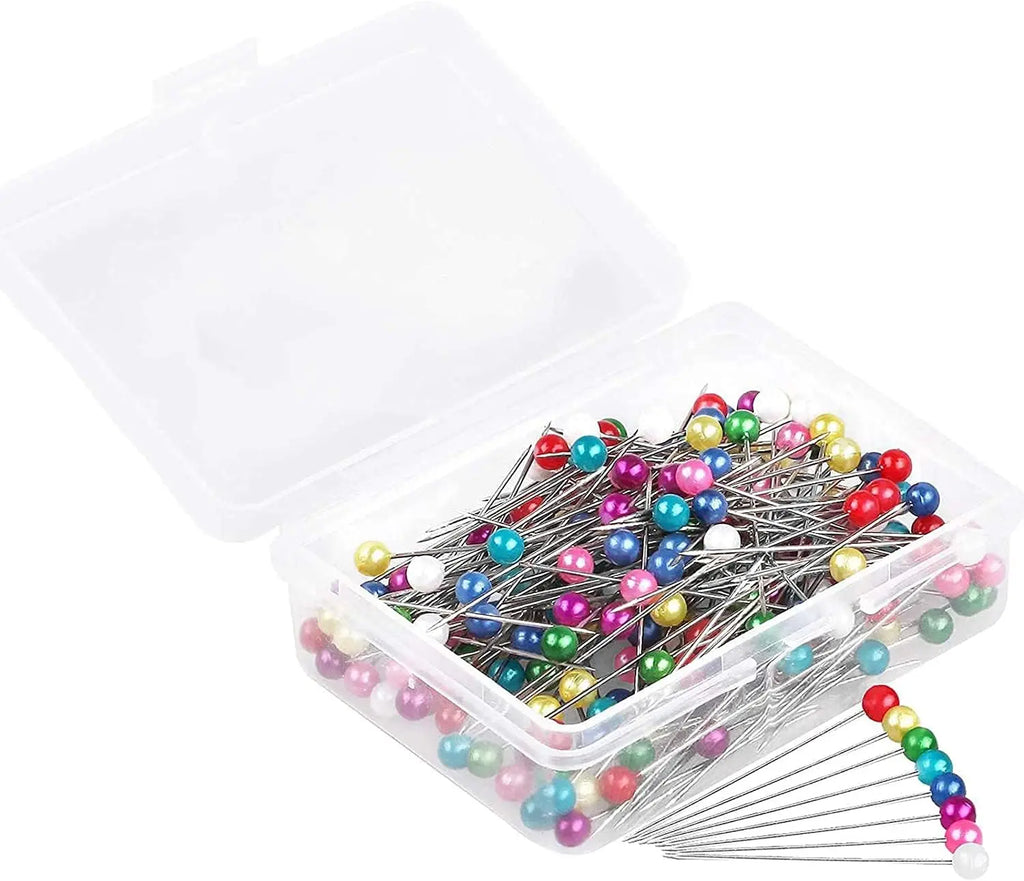 100Pcs/Box 38cm Colorful Round Pearl Head Needles Stitch Straight Push
