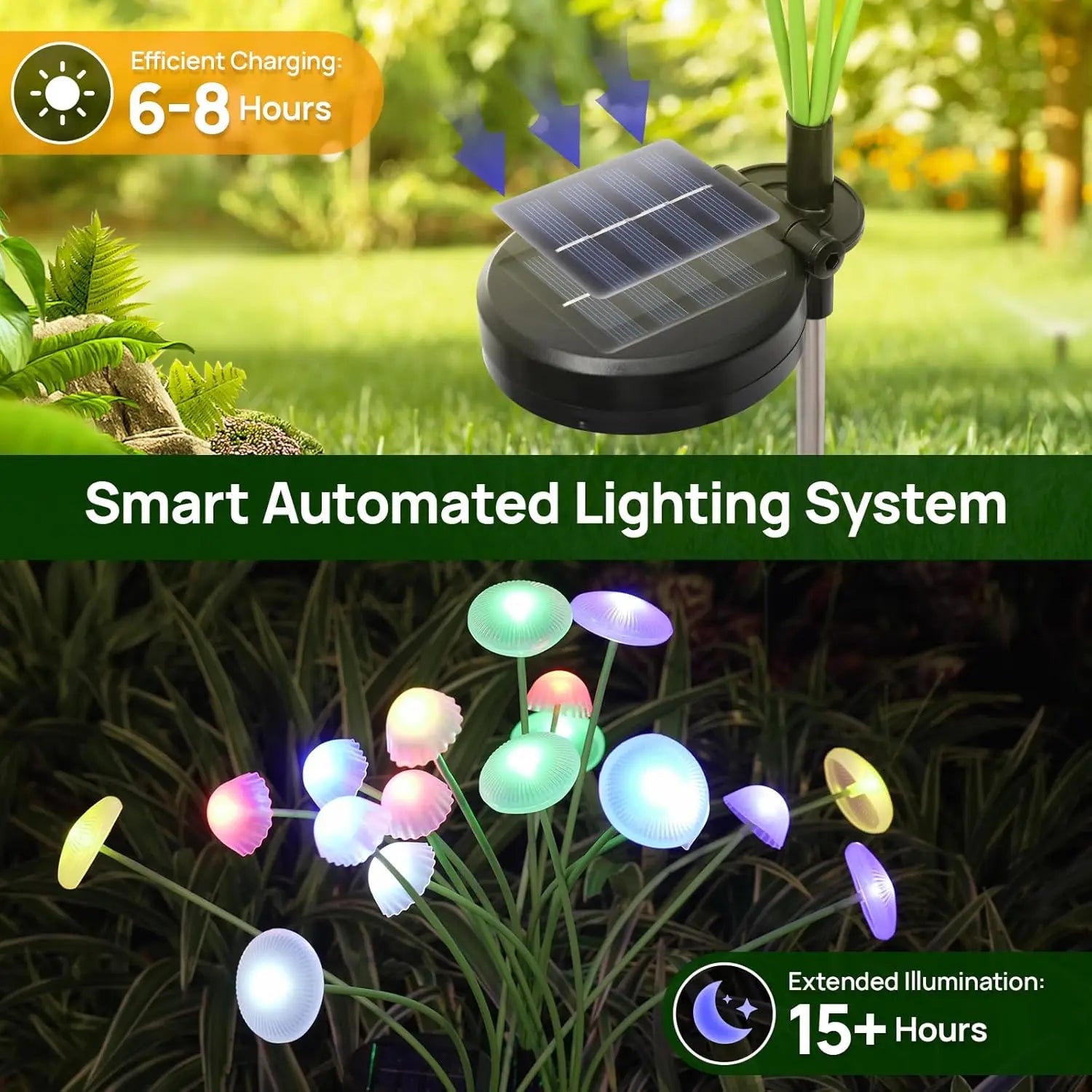 Solar Garden Lights Dual Mode LED Solar Mushroom Lights Waterproof