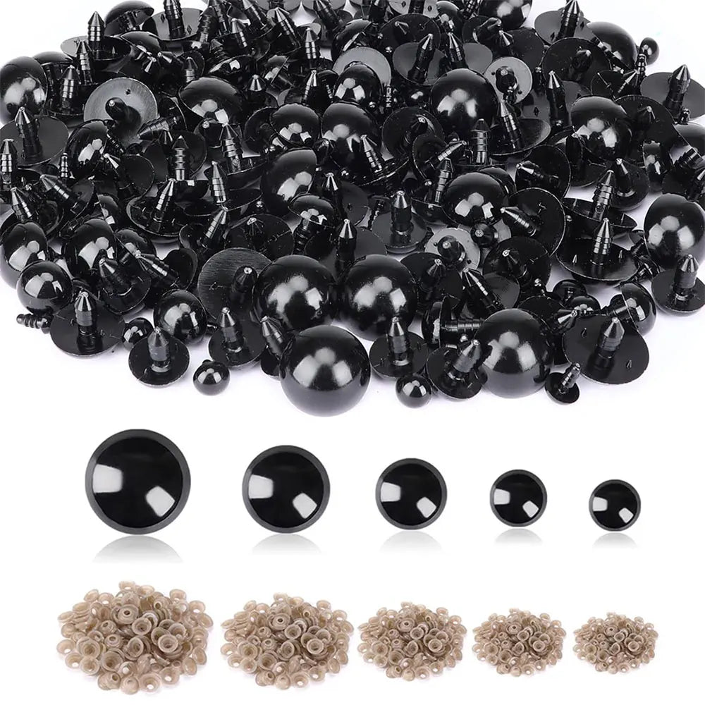 100pcs 5/8/10/12/14mm Black Plastic Safety Eyes For Toys Amigurumi DIY