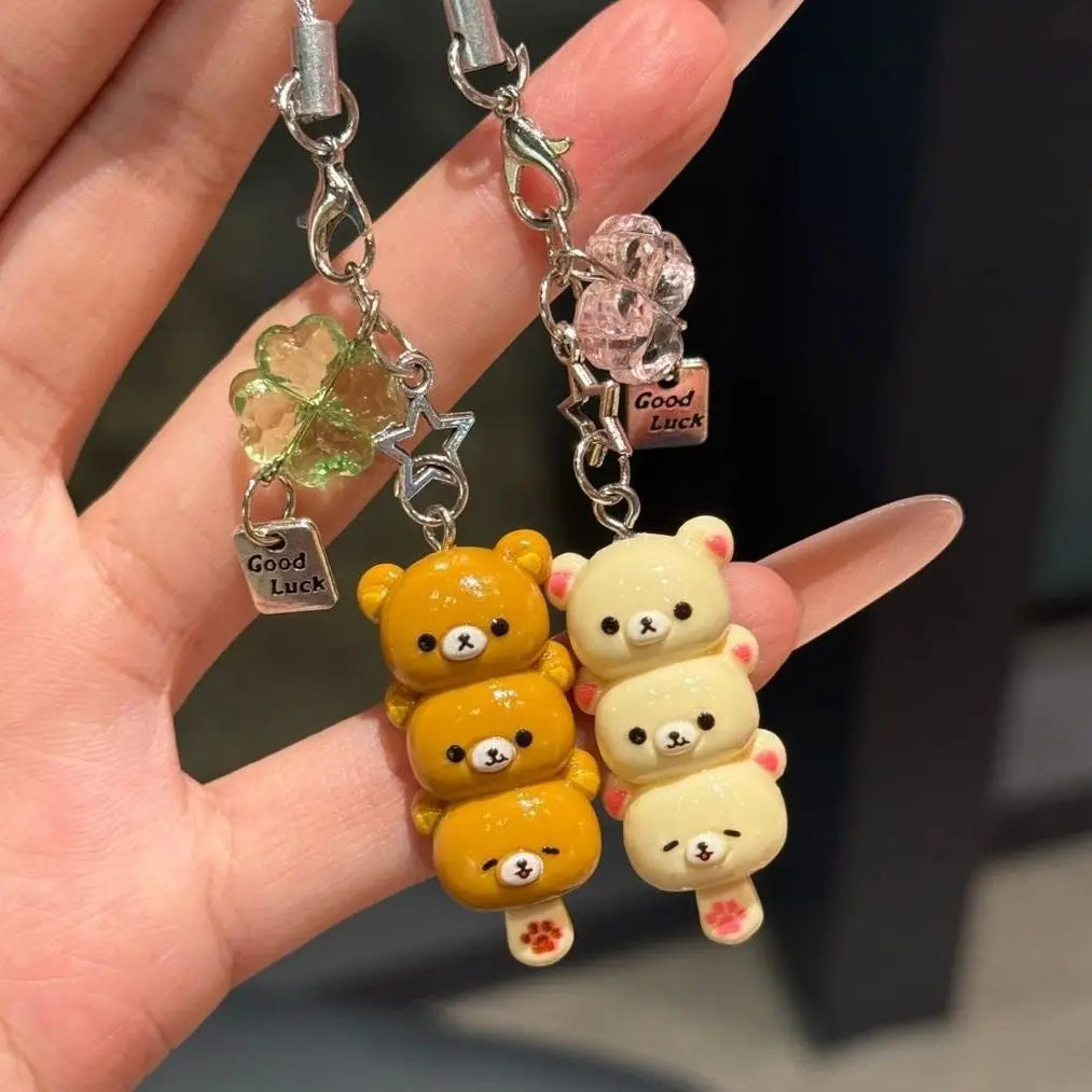 Cute Bear Phone Charms Pendant Kawaii Anime Keychain Accessories For
