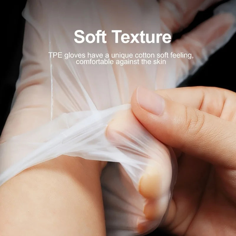 Premium TPE Disposable Gloves-Thick, Transparent & Food Grade for