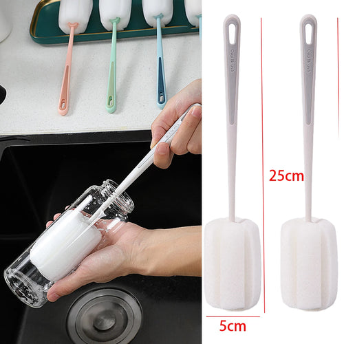 Long Handle Cup Brush,Kitchen Glass Bottle Cleaning Brush,Milk Bottle