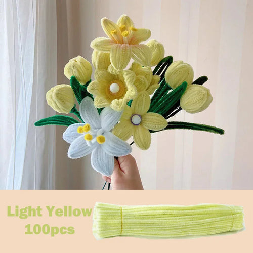 100pcs Colorful Chenille Stems Pipe Cleaners Plush Tinsel Stem Wired