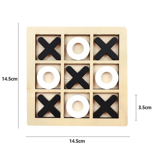 Wooden XO Tic Tac Toe Game Mini Chess Board Interaction Puzzle