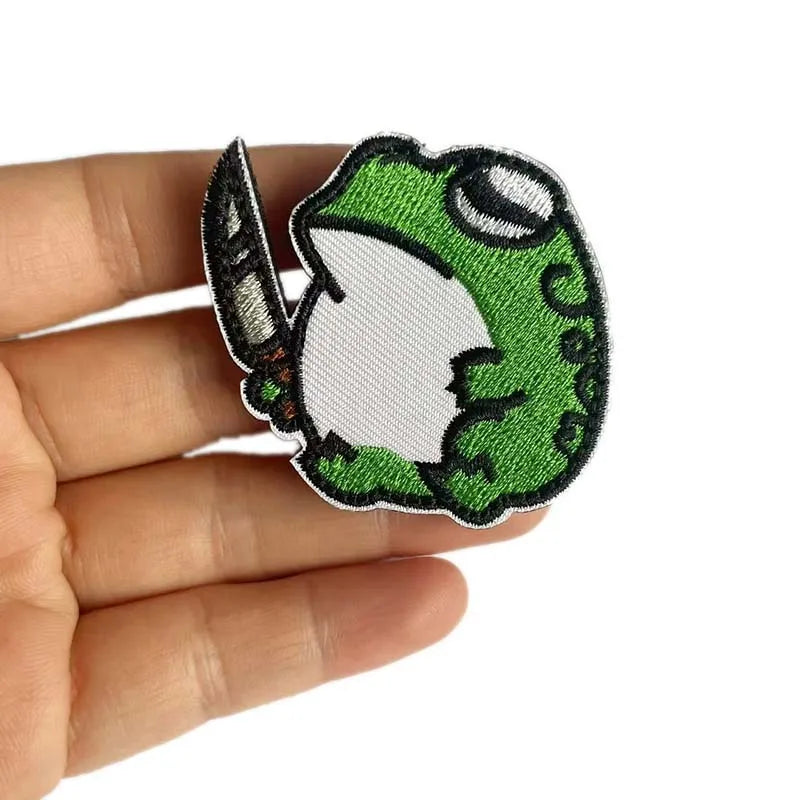 Animal With Knife Fabric Applique Embroidery Hook and Loop Patch,Peace