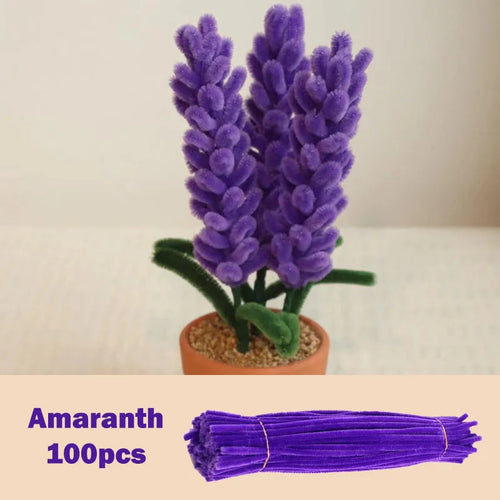 100pcs Colorful Chenille Stems Pipe Cleaners Plush Tinsel Stem Wired