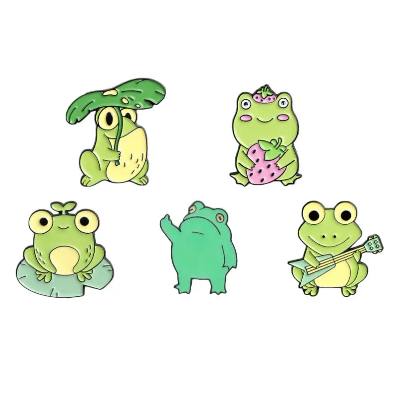 Cute Funny Vertical Middle Finger Frog Alloy Brooch Creative Cartoon