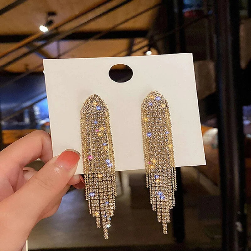 2PC Women's Fashion Copper Claw Chain Long Tassel Earrings Outdoor