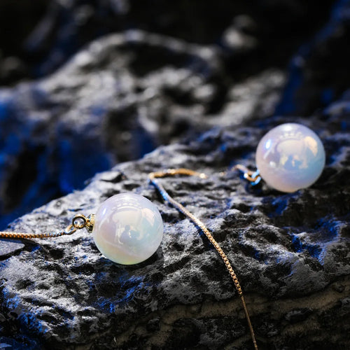 2022 New Trend Simulation Pearl Long Earrings Women's Flower