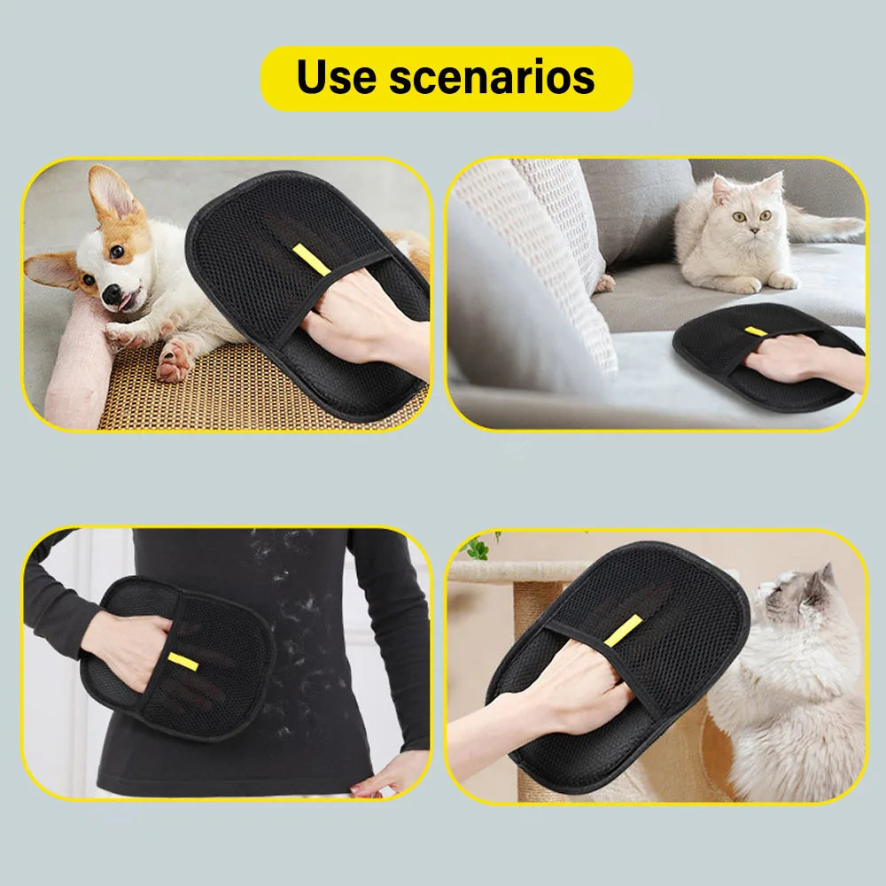 Pet Hair Removal Tool Reusable Static Removal Gloves, Double-Sided