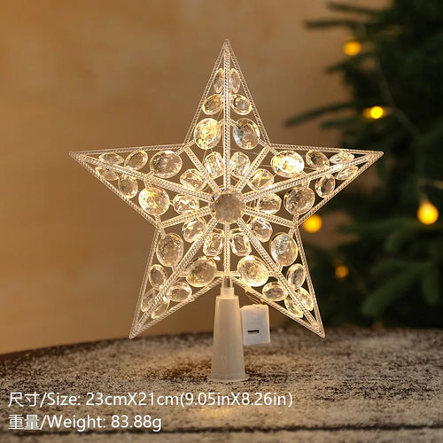 15cm Christmas Decoration Glowing Tree Topper Glitter Shining Star