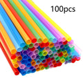 100PCS Disposable Plastic Straws Colorful Party Event Drinking Straws