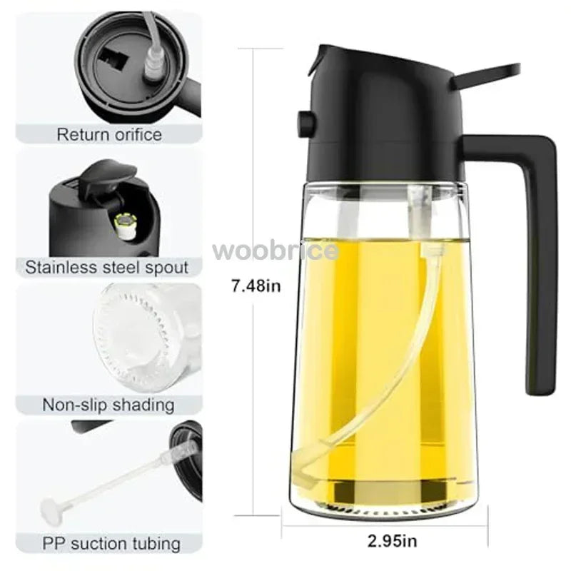 2in1 500ml Plastic Spray Oil Sprayer Bottle Spray Oil Dispenser Oil