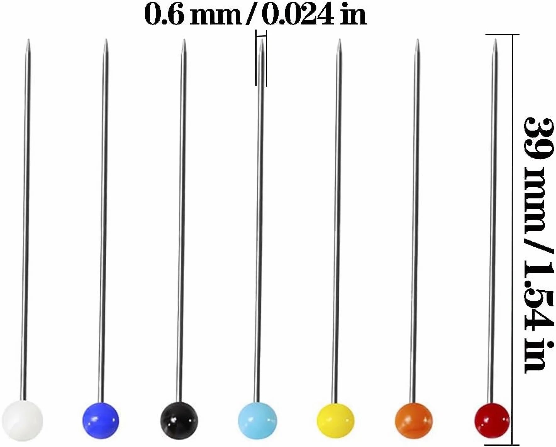 100Pcs/Box 38cm Colorful Round Pearl Head Needles Stitch Straight Push